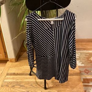 Cute navy and white cold shoulder top